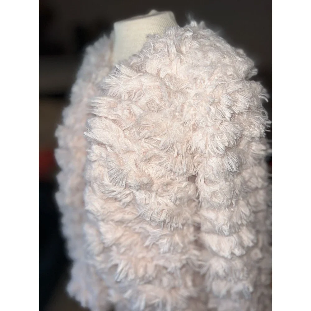 RUE 21 Blush Pink Fluffy Satin Lined Jacket Pockets L/XL